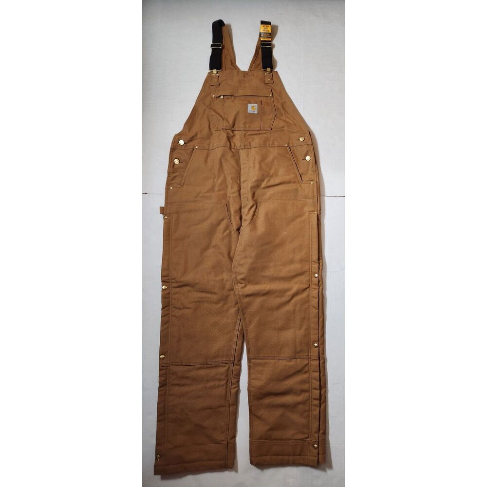 Carhartt Firm Duck Insulated Bib Overalls Large Tall Brown